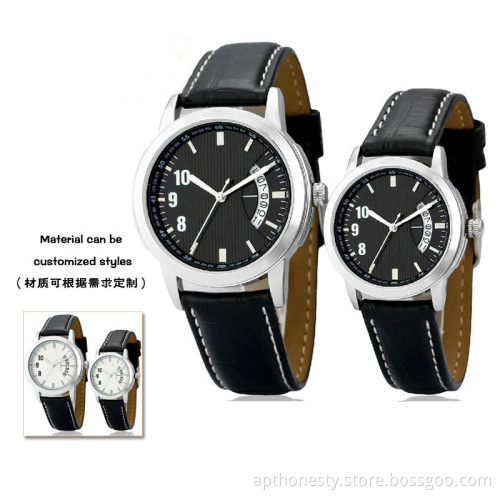 Couples Quartz Watch with Real Leather Strap (APT-C311)
